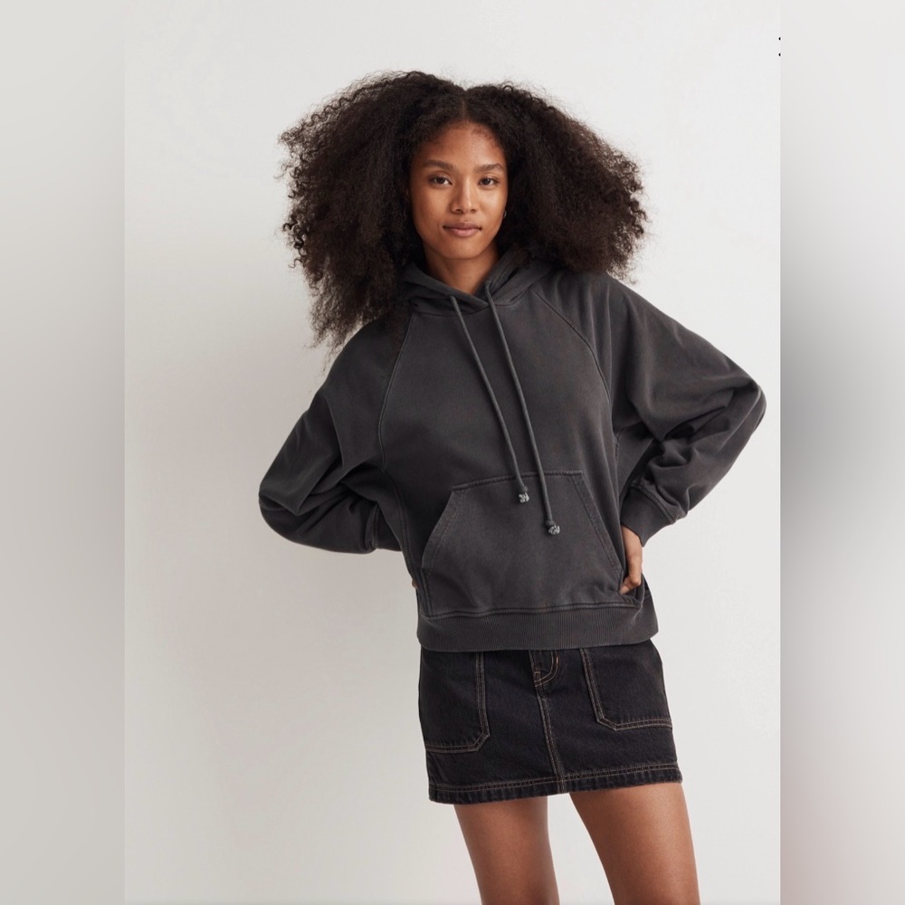Madewell MWL Relaxed Raglan-Sleeve Sweatshirt Hoodie Vintage Black Small